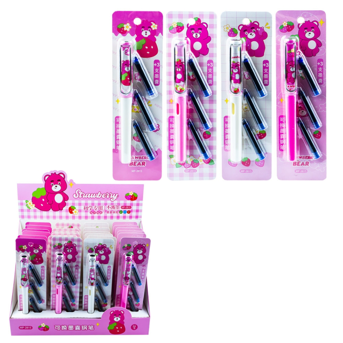 Stilou cu 3 rezerve pe blister, Capsuna [2]