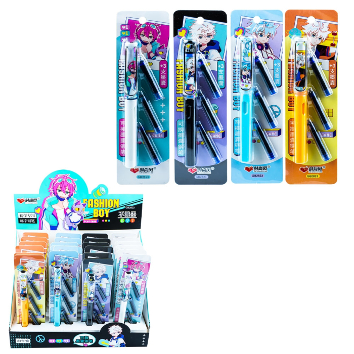 Stilou cu 3 rezerve pe blister, Fashion Boy [2]