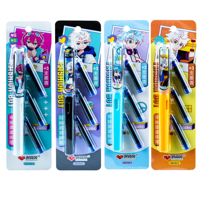 Stilou cu 3 rezerve pe blister, Fashion Boy [1]