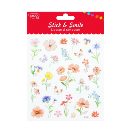 Creative și hobby - Abțibild - AB131 Flori Silver Lipește și zâmbește DACO