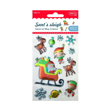 Abțibilduri creative - Abtibild - AB612 Sania lui Mos Craciun