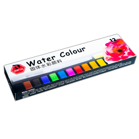 Acuarele 12 culori, cutie metal, pensula cu rezervor apa [1]