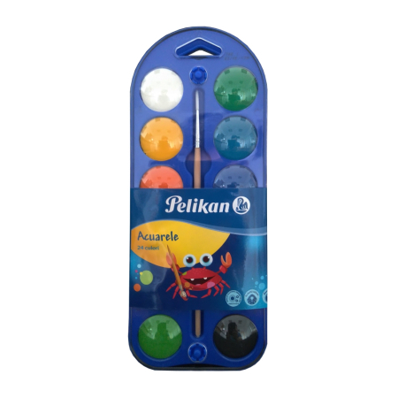 Acuarele - Acuarele 2 in 1 tip pastila, set 24 + pensula + paleta pictura