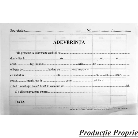 Registre & Formulare - Adeverinta Salariat A5 ( Dany Cris )
