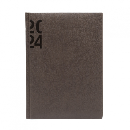 Agende - Agenda datata 2024 DeLuxe, format A5, 352 pagini, culoare maro grisaceo