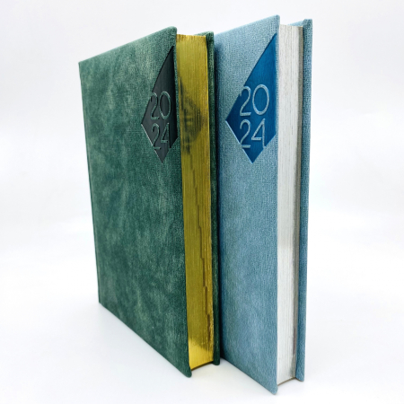 Agenda datata 2024, Premium DeLuxe Polignano, format A5, 352 pagini, culoare verde smarald cu margine aurie [1]