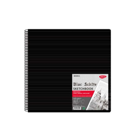 Blocuri de desen - Bloc 30X30 Schite, Hartie Neagra, 110G, 80 file Daco BD3011