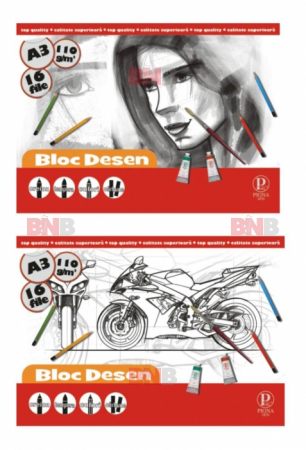 Blocuri de desen - Bloc desen A3, 110g, 16 file, diverse modele, Pigna