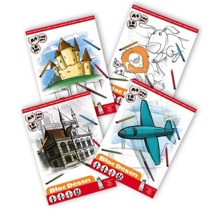 Blocuri de desen - Bloc desen A4, hartie 160 g, 16 file, diverse modele