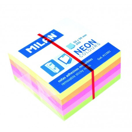 Notes & Post-it - Bloc Notes Adeziv 50x50 5 Culori Neon Milan