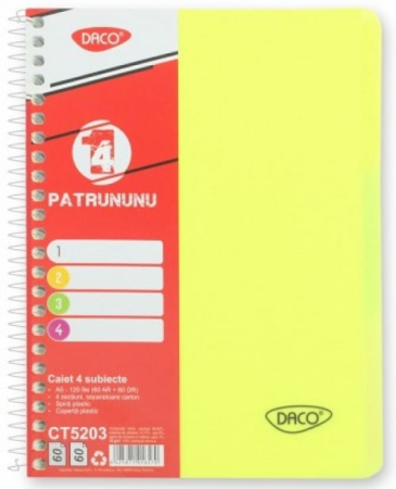 Caiete - Caiet A5 4 subiecte 120 file Coperta Plastic