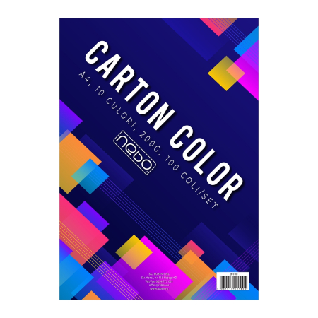 Carton Color - Carton color A4, 200g, 10 culori, 100 coli/set