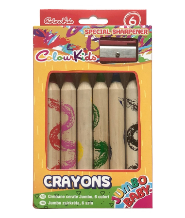 Creioane - Creioane Cerate BABY Jumbo set 6buc cu ascutitoare