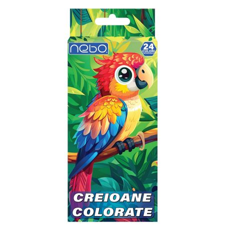 Creioane - Creioane color, hexagonale, 24 culori - NEBO