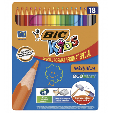 Creioane Colorate - Creioane colorate Bic Kids Evolution, 18 culori, blister carton