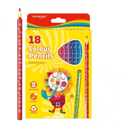 Creioane Colorate - Creioane colorate Keyroad, triunghiulare, 18 culori