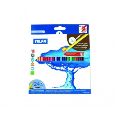 Instrumente de Scris - Creion color 24 Acuarela MILAN