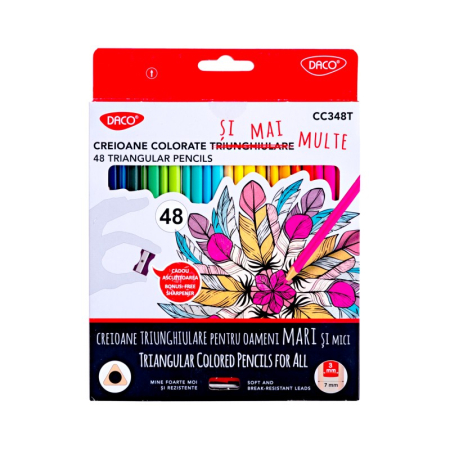 Creioane Colorate - Creion color 48 culori Triunghiular DACO