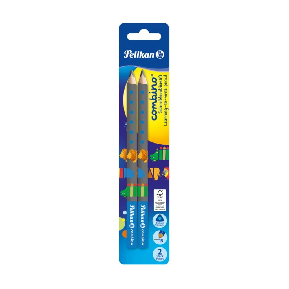 Instrumente de Scris - Creion grafit lacuit Jumbo Pelikan, Albastru - 2 buc/set