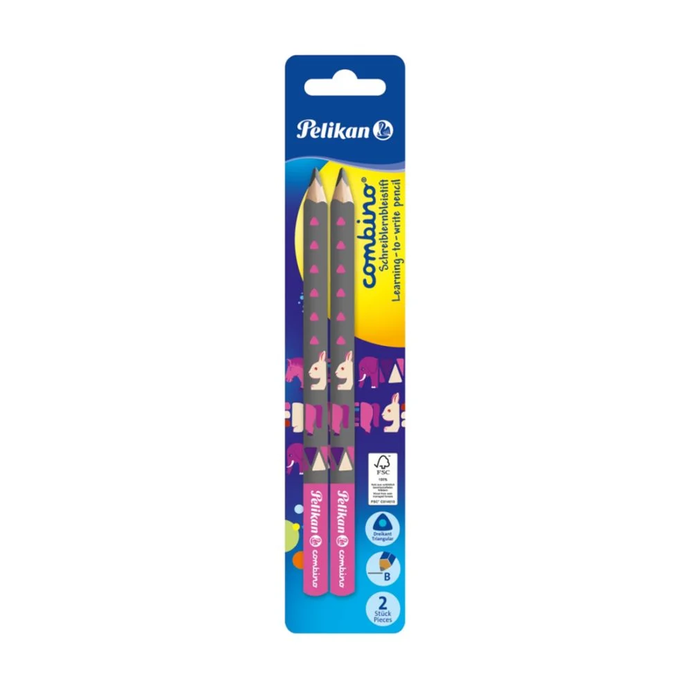 Instrumente de Scris - Creion grafit lacuit Jumbo Pelikan, Roz - 2 buc/set