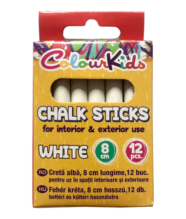 Cretă școlară - Creta Alba Colour KIDS 12 bucati 8cm