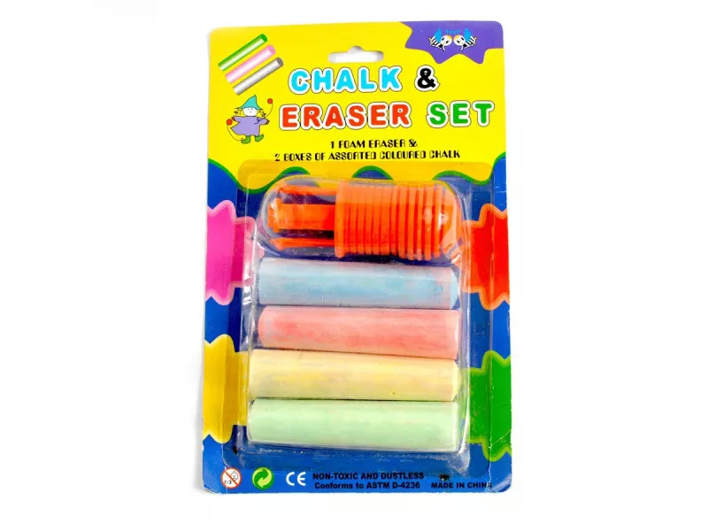 Cretă școlară - Creta color cu suport, pentru asfalt, 4 buc/set+ suport