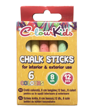 Cretă școlară - Creta colorata Colour KIDS 12 bucati 6 culori 8cm