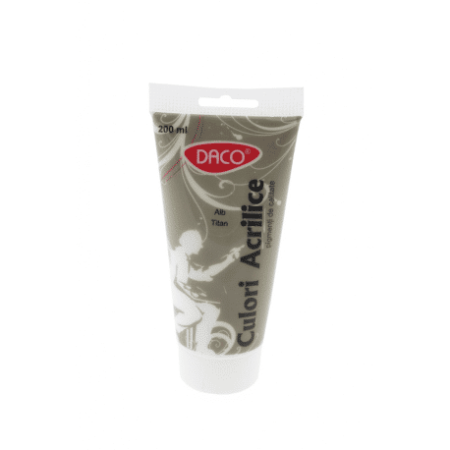 Rechizite Școlare - Culori Acril 200ml DACO Alb Titan
