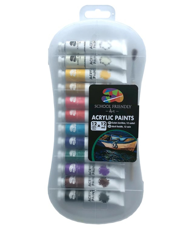 Rechizite Școlare - Culori Acrilice 12 culori x 12ml, tub metal