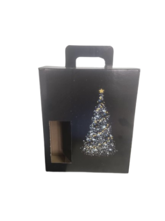 Cutii carton depozitare - Cutie cadou carton 3 sticle cu fereastră și mâner 265x85x320 mm