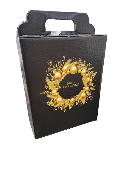 Cutii carton depozitare - Cutie Carton Cadou Merry Christmas Neagra 280x200x350 mm