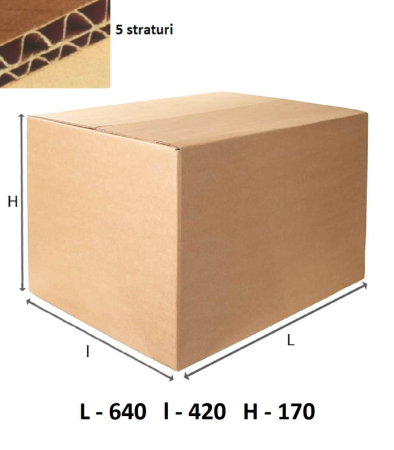 Cutii carton depozitare - Cutie Carton Clasica tip bax 640x420x170 TIP 5