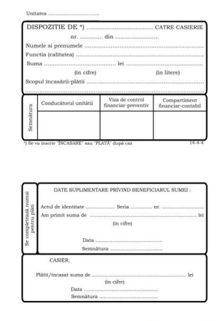 Registre & Formulare - Dispozitie de plata, casierie