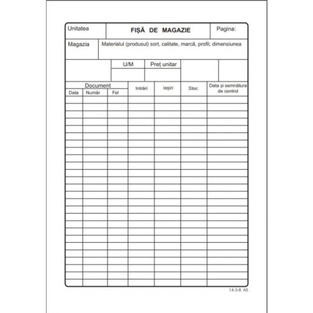 Registre & Formulare - Fisa magazie cartonata, format A5 set/100 ( Dany Cris )