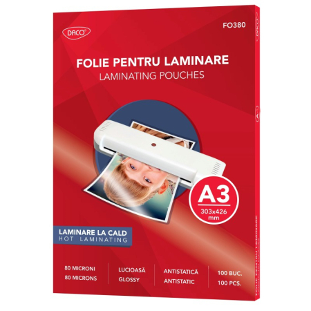 Aparate de laminat - Folie laminare A3 80 microni 100/top DACO FO380