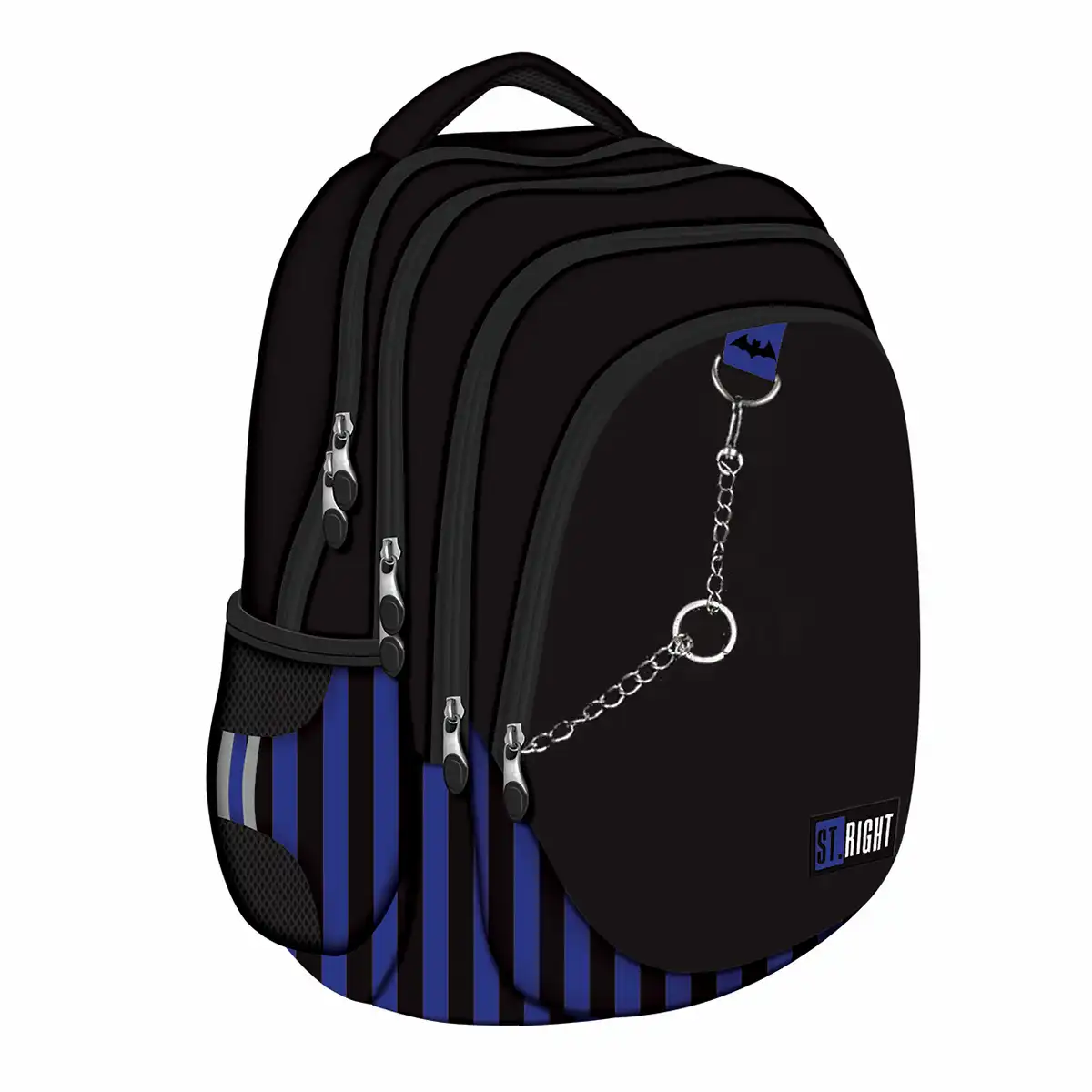 Rechizite Școlare - Ghiozdan BP06 ST Right Black and Blue 4 compartimente, 42x31x22 cm