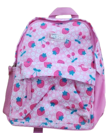 Ghiozdane - Ghiozdan de gradinita Mesco cu 2 compartimente, Capsuni, Roz, 32x26x10 cm