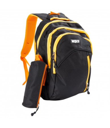 Ghiozdane - Ghiozdan scoala Mesco, 4 compartimente si penar, Negru/Portocaliu, 44 x 32 x 16 cm