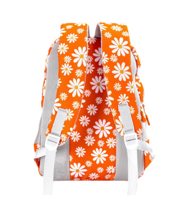 Ghiozdan scoala Mesco, Flori, 4 compartimente si penar, Portocaliu, 44 x 32 x 16 cm [1]