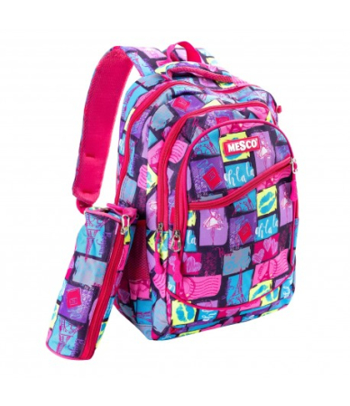 Ghiozdane - Ghiozdan scoala Mesco, Paris, 4 compartimente si penar, Multicolor, 44 x 32 x 16 cm