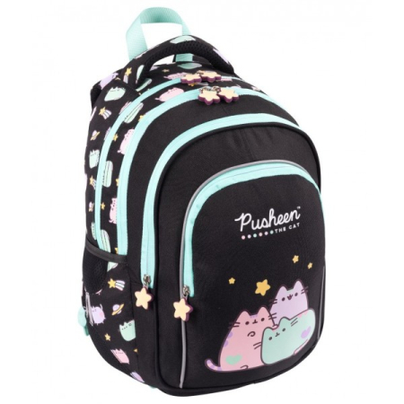 Rechizite Școlare - Ghiozdan scolar 4 compartimente Pusheen Negru/Pastel