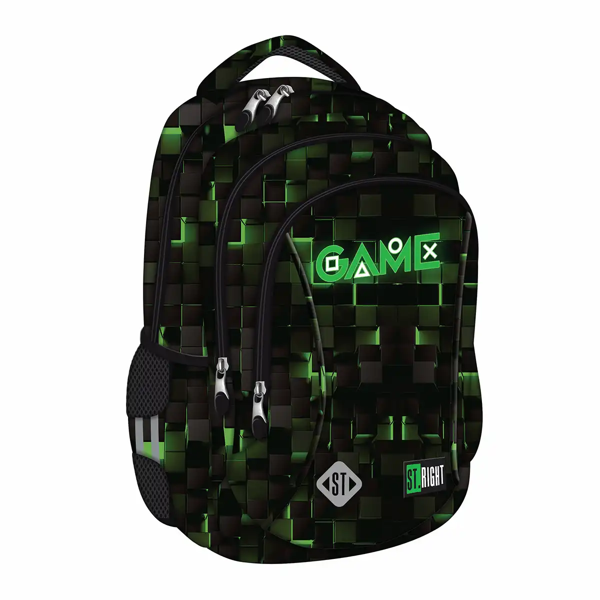 Ghiozdane - Ghiozdan scolar Majewski ST Right, Green Game, 3 compartimente, 45x35x20 cm