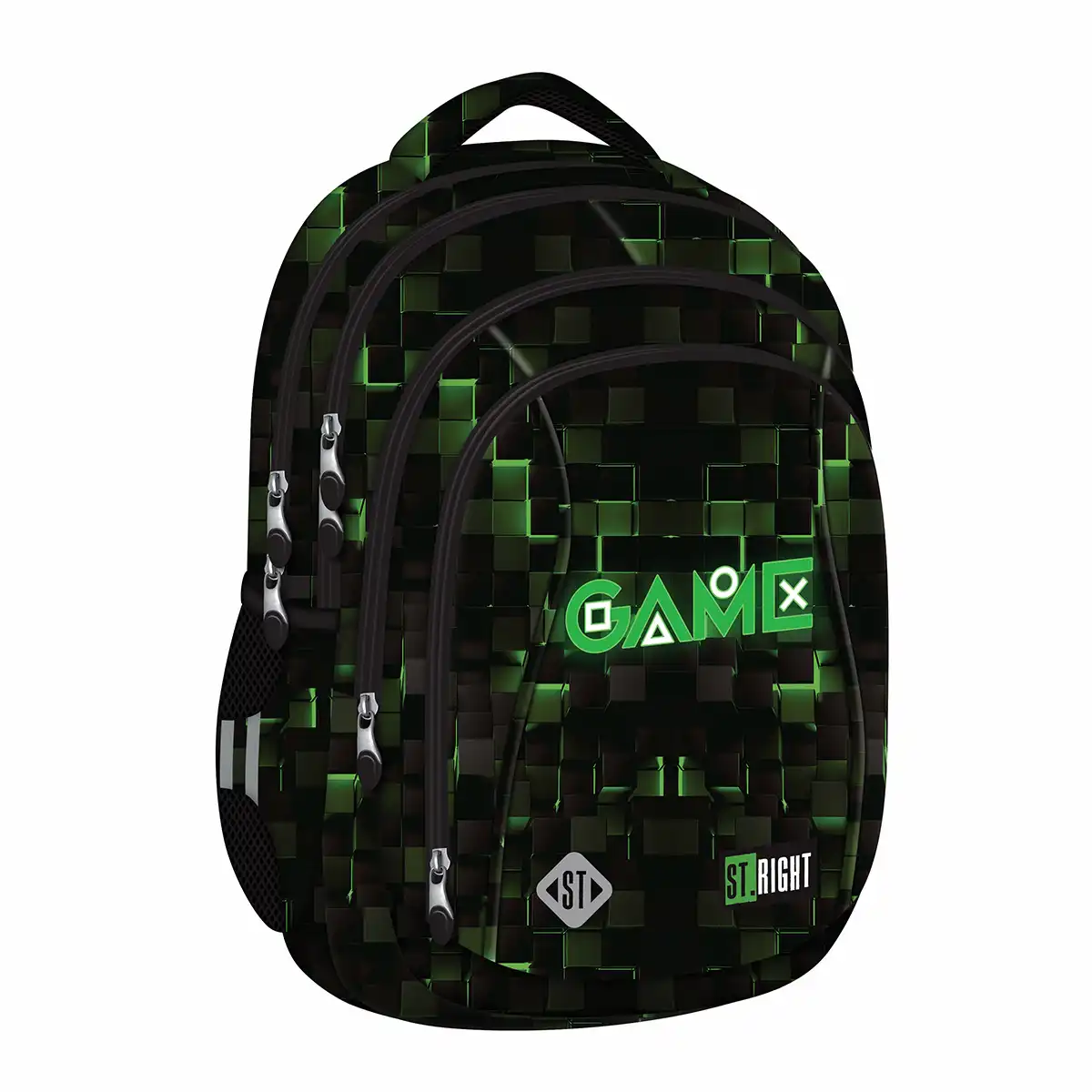 Ghiozdane - Ghiozdan scolar Majewski ST Right, Green Game, 4 compartimente, 43x32 cm