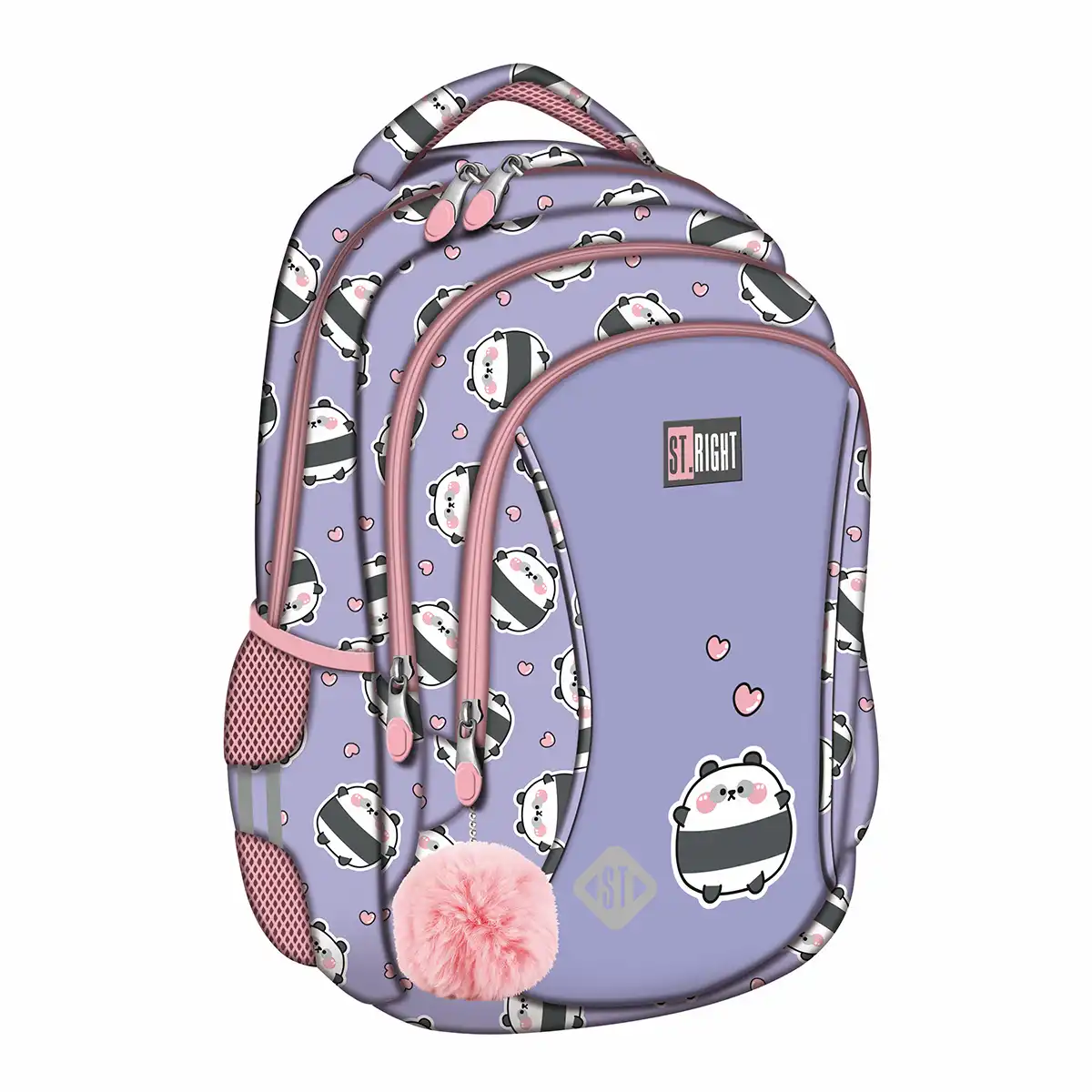 Rechizite Școlare - Ghiozdan scolar Majewski ST Right, Happy Panda, 3 compartimente, 39x27x17 cm