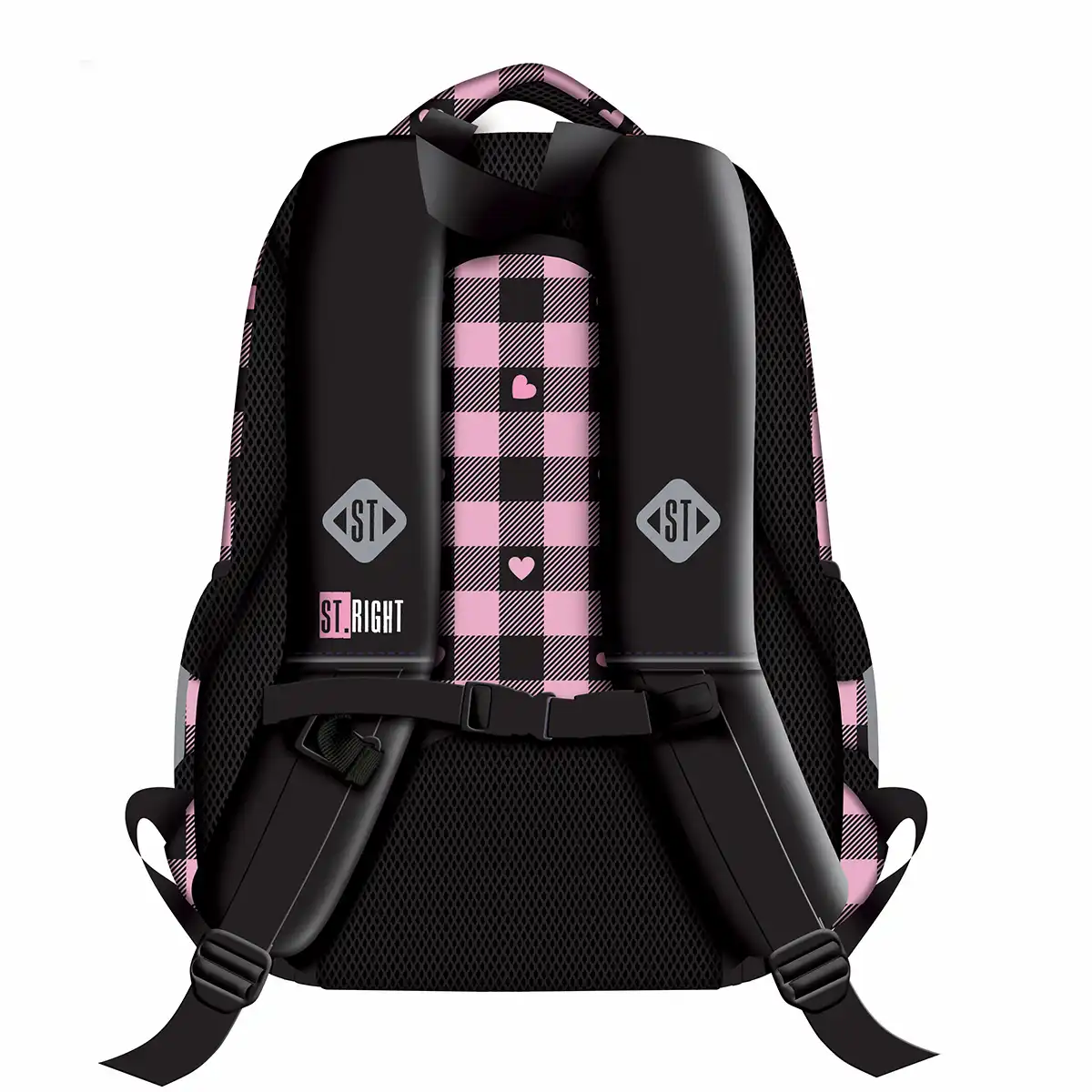 Ghiozdan scolar Majewski ST Right, Pink Checkered, 3 compartimente, 39x27x17 cm [1]