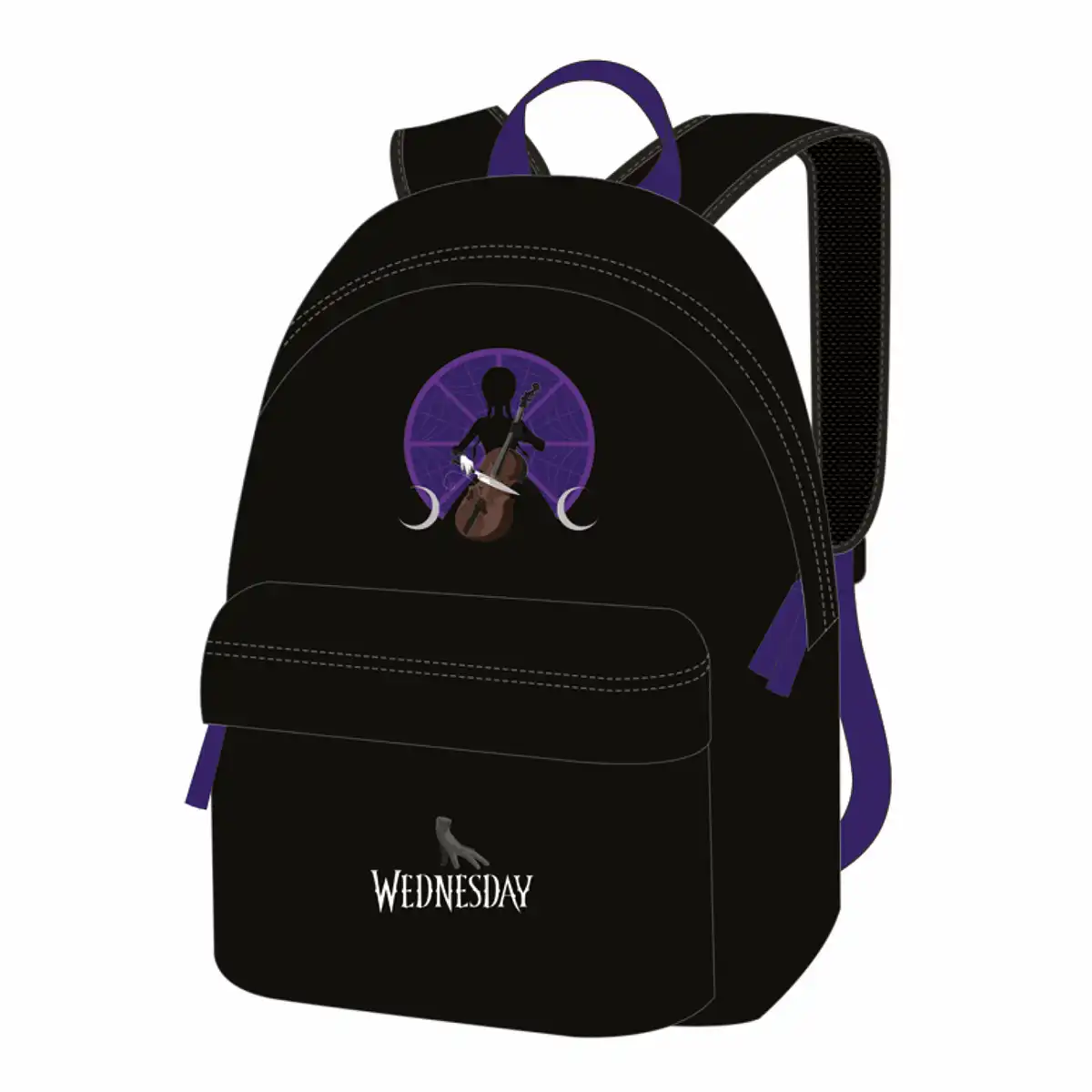 Rechizite Școlare - Ghiozdan scolar Majewski, Wednesday si Thing, 1 compartiment, 40x30x12 cm