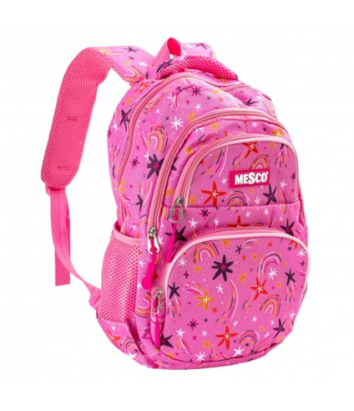 Ghiozdane - Ghiozdan Scolar Mesco 38cm 4 compartimente, Stars, Roz