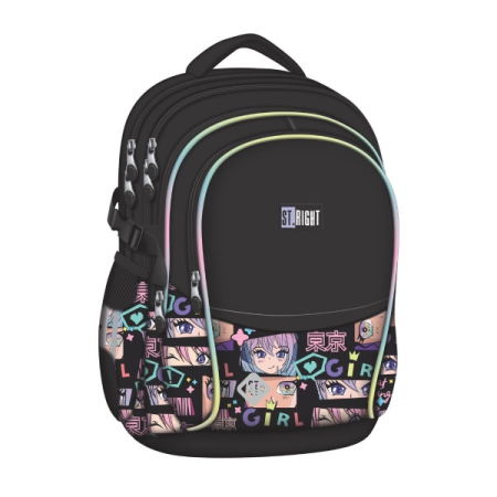 Rechizite Școlare - Ghiozdan St.Majewski St.Right Colour Anime, 42cm, 4 compartimente, negru