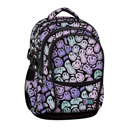 Ghiozdane - Ghiozdan ST Right, Crazy Faces, 4 compartimente 43x32x21cm