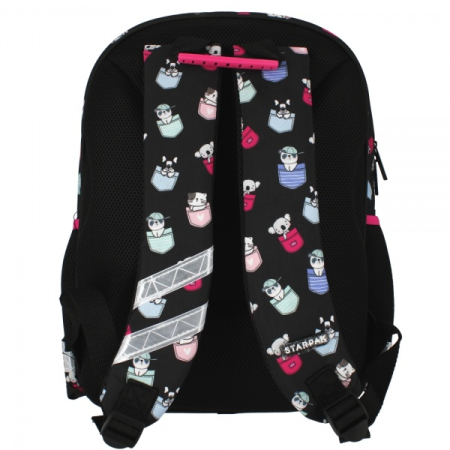 Ghiozdan Starpak Minisy, 39.5cm, 3 compartimente, 2 buzunare laterale, negru [1]